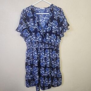 King's Road Blue and White Floral Dress 1X (5288)